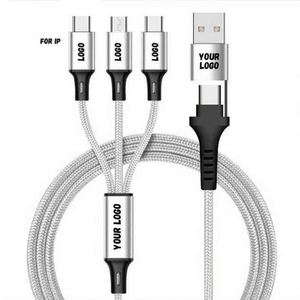 Producto de Regalo Popular, Cable de Carga Multiusos 5 en 1, Cable USB Múltiple con Trenzado de Nailon Universal, 4 Colores, 1.2 Metros/4 Pies - Product Image 1