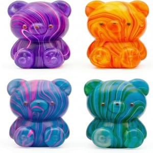 Balle anti-stress en forme de cœur d'ours à motif rayé, en maltose, à rebond lent, jouet sensoriel à presser pour adultes et enfants - Product Image 1