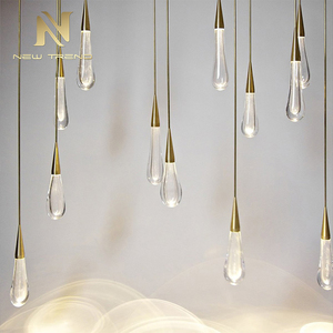 Accesorios modernos de decoración para interiores, candelabro grande personalizado, lámpara colgante led de cristal de aluminio - Product Image 3