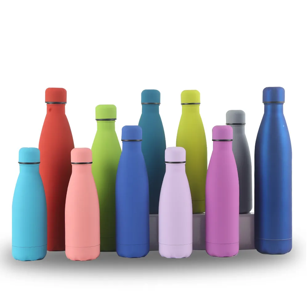 Cola Shaped Double Wall Vacuum Flask 350ml 500ml 750ml botellas para agua Insulated 304 Stainless Steel custom water bottle logo