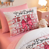 Literie matelassée respirante en polyester à motifs mélangés pour filles, imprimé à pois et rayures avec nœuds, doublure en sherpa peluche, réversible rose
