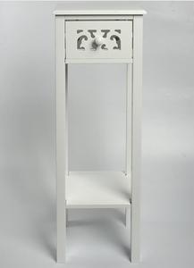 Mesa Auxiliar de Madera Rústica Tallada con Tapa de MDF Blanca para Sala de Estar o Dormitorio, Mesa de <span class=keywords><strong>Noche</strong></span>, <span class=keywords><strong>Mesita</strong></span> de <span class=keywords><strong>Noche</strong></span>, Gabinete de <span class=keywords><strong>Noche</strong></span>, Blanco - Product Image 5
