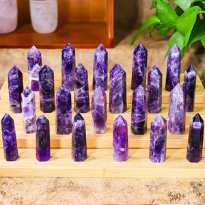 คริสตัลอเมทิสต์ธรรมชาติคุณภาพสูงขายส่ง ทรงหกเหลี่ยมปลายแหลม สำหรับบำบัดรักษา มีหลายขนาด - Product Image 2