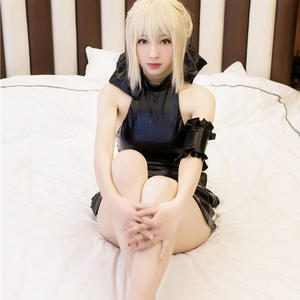 Gaun Lingerie Teddy payudara besar kulit Halter seks wanita Cosplay Saber gadis seksi pertunjukan mode populer Jepang - Product Image 3