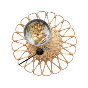 Wholesale Bulk Natural <b>Round</b> Woven <b>Placemats</b> Handmade Rattan Coaster Set Dining Handmade in Vietnam - Product Image 4