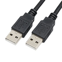 Câble de données USB 2.0 double tête A mâle vers A mâle en cuivre pur noir, prend en charge 2A