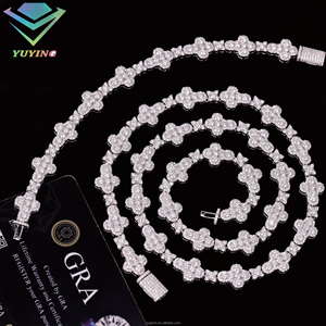 Chaîne tennis croisée en promotion, diamant moissanite VVS, plaqué or, argent sterling 925, passe le testeur de diamant, certificat GRA, unisexe - Product Image 6