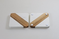Sous-verres et tapis carrés en marbre et bois d'acacia écologiques de style nordique COSEN, 10 cm, 10 mm d'épaisseur, pour tasses et mugs