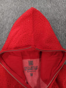 Sudadera con capucha de algodón 100% de alta calidad con diamantes de imitación, ropa de calle de peso pesado, ropa para hombres - Product Image 5