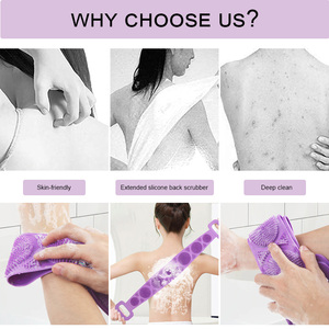 All'ingrosso bagno Double face Silicone posteriore Scrubber cintura Extra lunga doccia esfoliante massaggio corpo Scrub Strap spazzola per adulti - Product Image 5