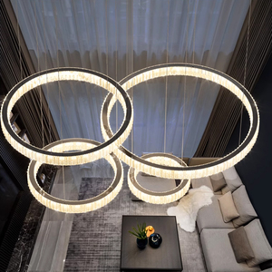 Lampade <span class=keywords><strong>a</strong></span> Sospensione Circolari per Casa, Hotel, Villa, <span class=keywords><strong>Lampadario</strong></span> Moderno <span class=keywords><strong>a</strong></span> LED con Anello di Cristallo - Product Image 3
