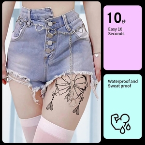 Lindas y Divertidas Pegatinas de Tatuajes Temporales de Lazo Azul Oscuro para Brazo y Muslo para Niñas, de Larga Duración, Semipermanentes, de Papel de Transferencia de Agua y Jugo - Product Image 2