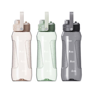 Özel Logo gıda sınıfı büyük 1 Litre 1000ml taşınabilir şeffaf plastik açık spor Sipper su kapaklı şişe - Product Image 1