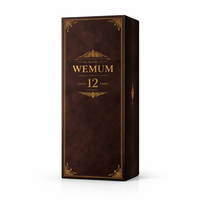 Caja Rígida para Vino con Textura de Cuero de Lujo, Estampado en Caliente con Lámina Dorada, Caja de Regalo para una Sola Botella de Whisky con Forro de Satén