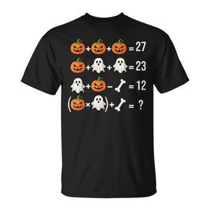 Camiseta con diseño divertido de Meme Pumpkin Ghost Math Teacher, disfraz de Halloween, camiseta unisex para adultos - Product Image 1