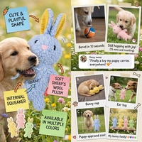 Jouet pour chien en peluche couineur Lapin en polaire Sherpa avec couineur BB, 4 couleurs, interactif pour chiot, vente en gros OEM