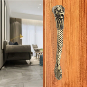 Tirador de latón tradicional con cabeza de león, forma novedosa, perilla duradera para muebles de sala de estar - Product Image 1