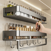 Étagère murale multifonctionnelle pour épices de cuisine, sans perçage, support de rangement pour pots à condiments sans perforation