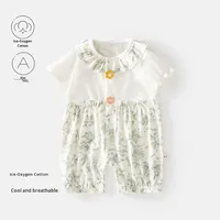 Mono de Verano para Bebés Niñas, con Estampado Floral, de Algodón Suave y Transpirable, de Manga Corta, para Gatear