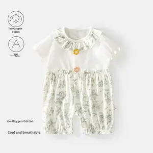 Tutina Estiva Floreale per Bambine in Cotone Traspirante a Maniche Corte - Product Image 2