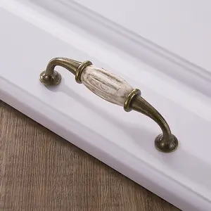 Hot Selling Fancy Ceramic Cabinet Wardrobe Handles Stainless Steel Drawer Knobs Direct Sales Furniture