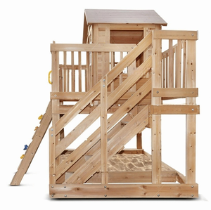 <span class=keywords><strong>Aire</strong></span> <span class=keywords><strong>de</strong></span> <span class=keywords><strong>jeux</strong></span> en bois personnalisée en gros à deux étages pour l'extérieur, la cour, le jardin, avec bac à sable et structure d'escalade pour enfants - Product Image 3