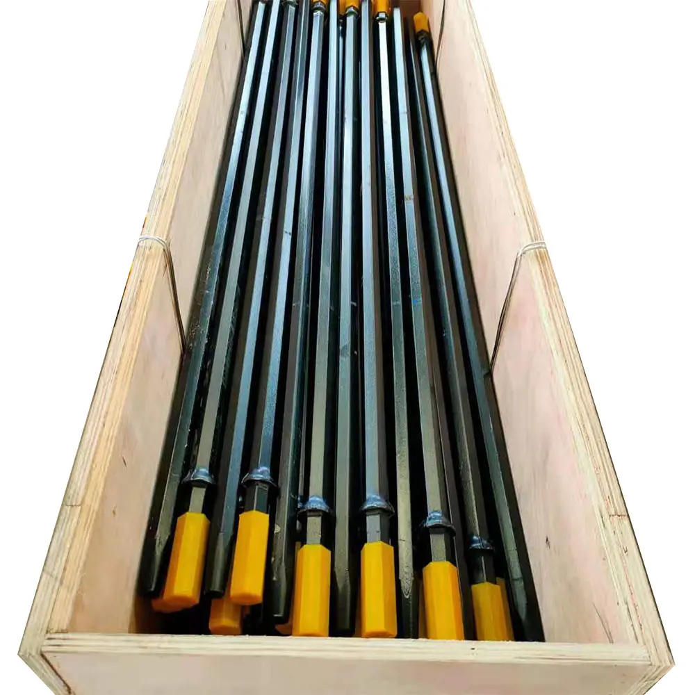Rock Drill Rod 7/11/12 Degree Tapered Drill Rod H22 Tunnel Drill Pipe for Jack Hammer