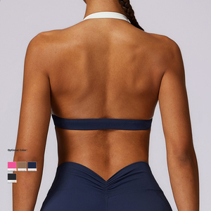 Beau haut de yoga dos nu à col rond évacuant la transpiration soutien-gorge de sport à séchage rapide haute intensité course Fitness gilet antichoc - Product Image 3