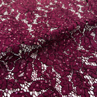 Nouvelle dentelle florale en nylon, coton et élasthanne, extensible, de luxe, brodée de sequins, pour robes de soirée et haute couture