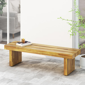 Banc d'extérieur en <span class=keywords><strong>bois</strong></span> d'acacia fait à la main - Siège de patio en teck ANGIE avec assise en faux rotin - Product Image 3