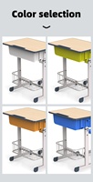 Ensemble chaise et bureau individuel réglable en hauteur pour étudiant avec tiroir de rangement, panier à livres en fil métallique, mobilier ergonomique pour l'étude des enfants en classe