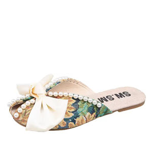 2025 <b>Summer</b> New Style Women's Floral <b>Flats</b> with Ribbon Soles Outdoor Wear Designer Women's Sandals - Product Image 1