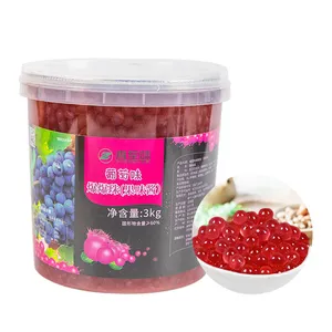 Réductions directes d'usine Boba éclatant bon et stable en saveur de raisin de qualité 3Kg Popping Boba prêt à manger