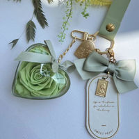 Porte-clés de luxe en rose éternelle faite à la main - Boîte cadeau de fleurs éternelles écologiques et longue durée