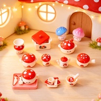 Mini figurines en résine en forme de champignons de dessin animé pour la décoration de cuisine, ensemble d'ornements de bureau mignons, accessoires décoratifs de collection