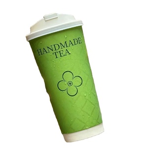 Wholesale Eco-Friendly Custom Logo 8/10/12/14/16/24oz Coffee Boba Tea Juice Paper <b>Cups</b> with Lids for Shop Office Party - Product Image 3