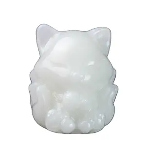 Manufacturers wholesale selling natural crystal gemstone jade Afghanistan nine-tailed fox crafts hand-carved nine-tailed fox