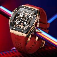 OUPINKE 3215 Montre mécanique automatique à remontage automatique, squelette personnalisé OEM, acier inoxydable, tourbillon, multifonctionnelle, lumineuse, tendance, pour homme