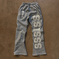 Pantalon de jogging évasé personnalisé pour hommes avec broderie et patchs, style streetwear