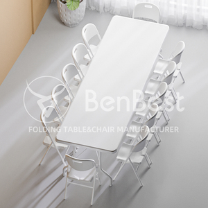 <span class=keywords><strong>Table</strong></span> pliante de 8 pouces de long polyvalente <span class=keywords><strong>pour</strong></span> les fêtes en plein air salle à manger cuisine salon hôtel chambre salle de bain entrepôt blanchisserie centre commercial - Product Image 4
