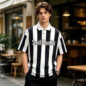 Camiseta Personalizada a Rayas de Gran Tamaño para Hombre, Manga Corta, Estilo Deportivo Urbano, Corte Holgado, Secado Rápido, Transpirable, OEM, ODM, Directo de Fábrica - Product Image 1