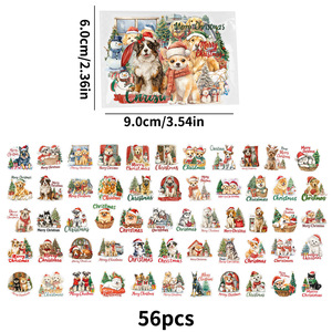56 feuilles d'autocollants en vinyle découpés transparents, motif <span class=keywords><strong>chien</strong></span> <span class=keywords><strong>de</strong></span> Noël mignon, <span class=keywords><strong>film</strong></span> autocollant PP imperméable pour gobelets et cadeaux - Product Image 3