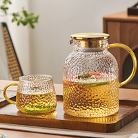 Ensemble de carafes en verre pour restaurant, usage domestique, avec couvercle et poignée, grande capacité 1800 ml, théière et bouilloire en verre transparent