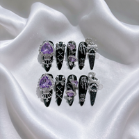 Faux ongles en acrylique faits à la main, vente en gros, motif 3D Flare pour fêtes et usage quotidien, style gothique personnalisé, en vrac
