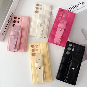 Pour Samsung S23 Ultra étui de téléphone portable Ins doudoune dragonne en cuir S24 antichoc S22 support S21 S20 couverture téléphone - Product Image 1