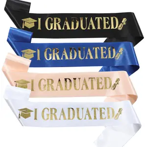 I Graduated Sash shawl with Gold Foil Letter Finally Graduated Cheerleader Sashes for Graduation Party Decor supplies