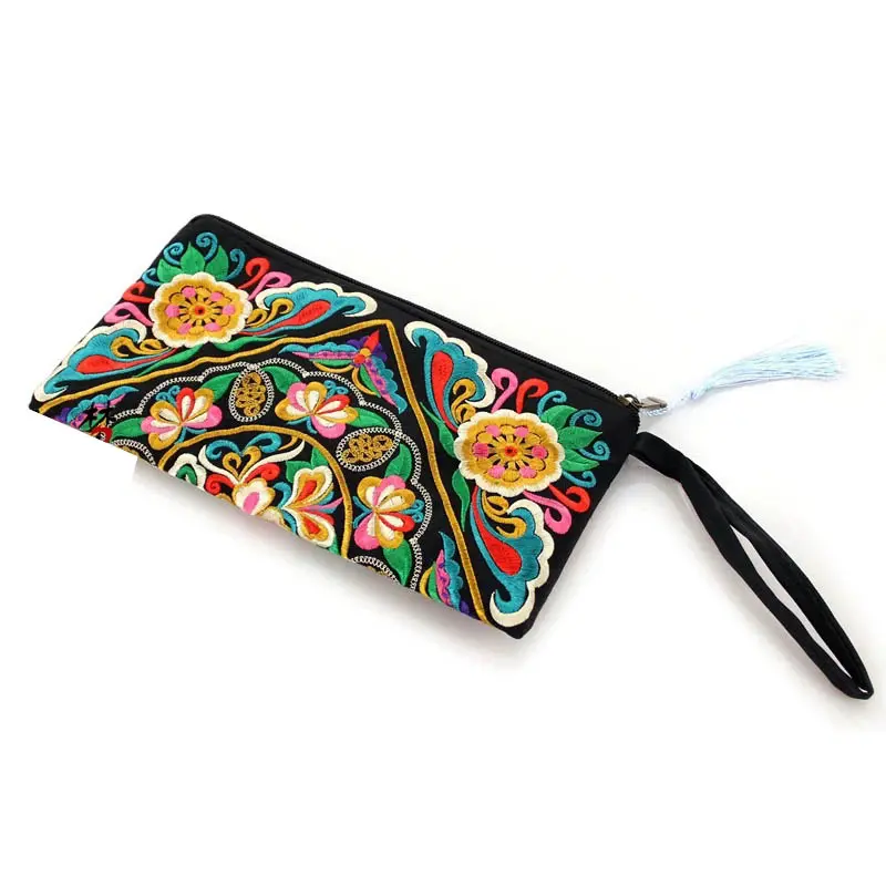 Depth Chinese Ethnic style wallet double-sided embroidered bags arge handbagsl with drawstring zipper bags