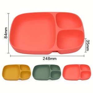 Food Grade Silicone Dinner Plate Mixed Colors <b>Divider</b> Design Soft BPA Free Toddler Kids Mealtime Tableware Wholesale - Product Image 2