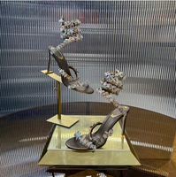 Sandales à talons aiguilles papillon en cristal brillant, chaussures de créateur, talons hauts de luxe pour soirées et banquets