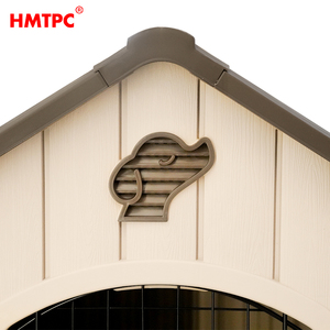 בית כלבים מפלסטיק עמיד בפני מזג אוויר עם דלת מתכת, גג מאוורר ורצפה מוגבהת, מלונה חיצונית לכלבים קטנים ובינוניים, קל לניקוי וחזק. - Product Image 1